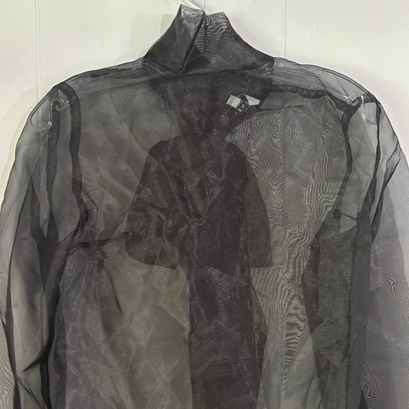 anthropologie sheer Black Back Bow at neck, self tie, Blouse NWOT By Ellender - Picture 3 of 16